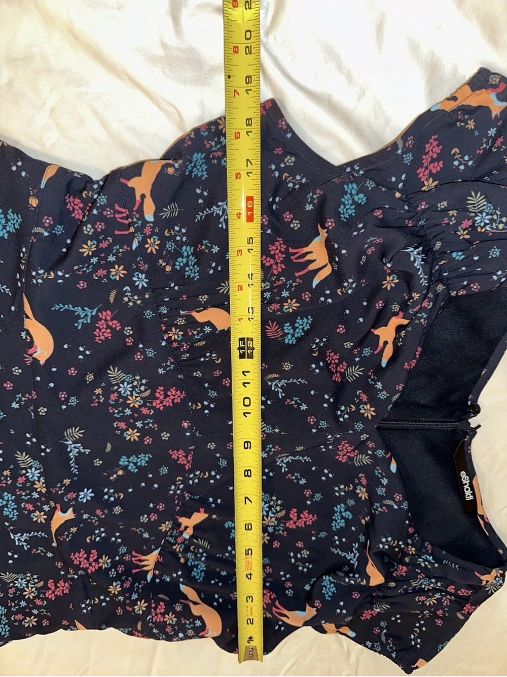 eshakti Navy Dress with Orange Fox & Floral Print - Picture 9 of 13